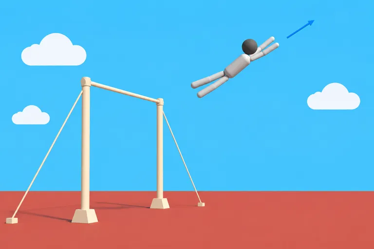 Illustration of let go: the figure releases the bar