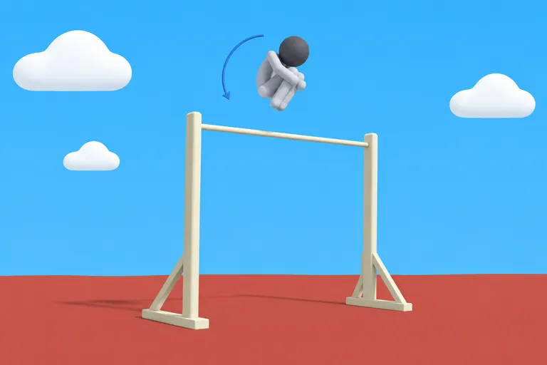 Illustration of tuck: the figure curls knees toward the bar